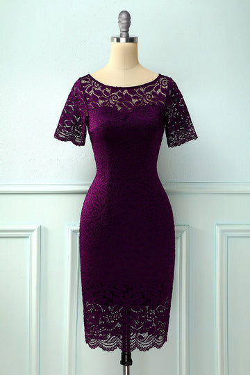 Vestido de encaje bodycon de uva